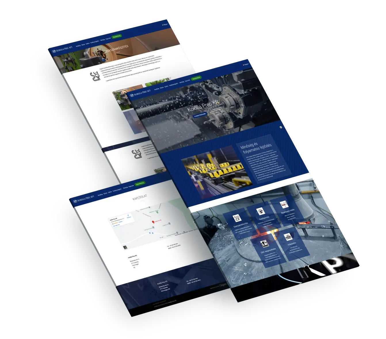 Kokillaprec weboldal mockup